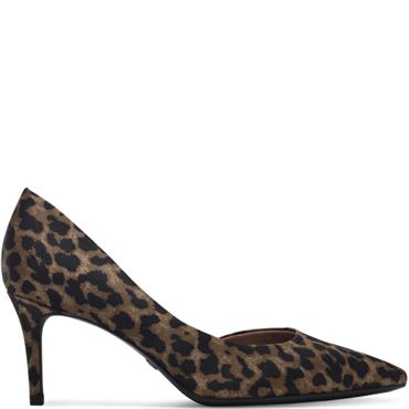 TAMARIS WOMENS MID HEEL COURT SHOE - LEOPARD