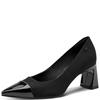 TAMARIS WOMENS MID HEEL COURT SHOE - BLACK