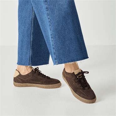 TAMARIS WOMENS LACE TRAINER - MOCCA
