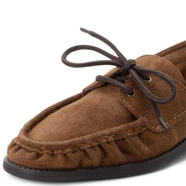 TAMARIS WOMENS LEATHER LACE LOAFER - BROWN