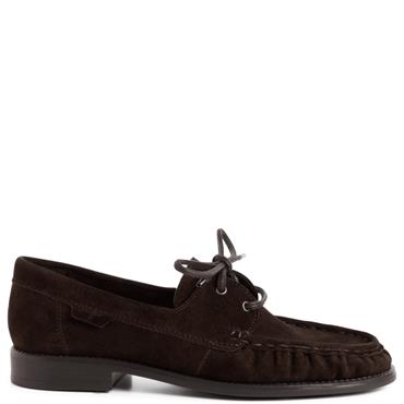 TAMARIS WOMENS LEATHER LACE LOAFER - MOCCA