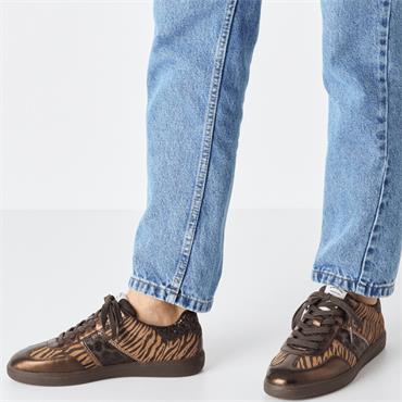 TAMARIS WOMENS LACE TRAINER - MOCCA MULTI