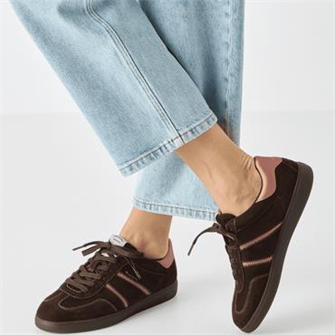 TAMARIS WOMENS LACE TRAINER - MOCCA ROSE