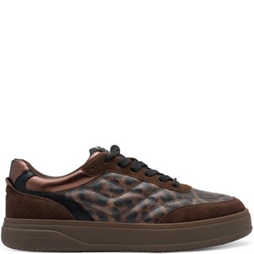 TAMARIS WOMENS LACE TRAINER - MOCCA MULTI