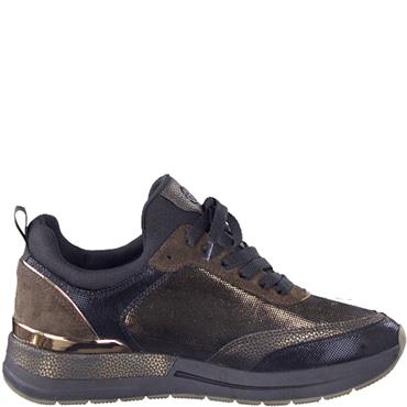 TAMARIS WOMENS LACE TRAINER - BROWN MULTI