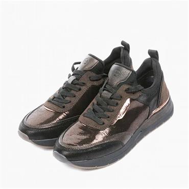 TAMARIS WOMENS LACE TRAINER - BROWN MULTI