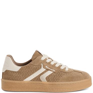 TAMARIS WOMENS LACE TRAINER - TAUPE