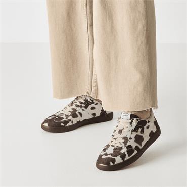 TAMARIS WOMENS LACE TRAINER - BROWN ANIMAL PRINT