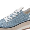 TAMARIS WOMENS WEDGE LACE TRAINER - DENIM