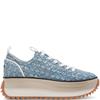 TAMARIS WOMENS WEDGE LACE TRAINER - DENIM
