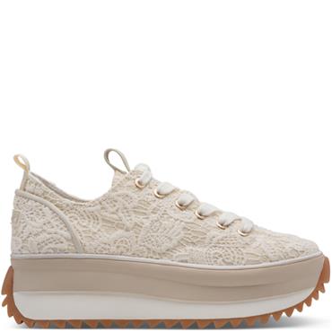 TAMARIS WOMENS WEDGE LACE TRAINER - IVORY MULTI