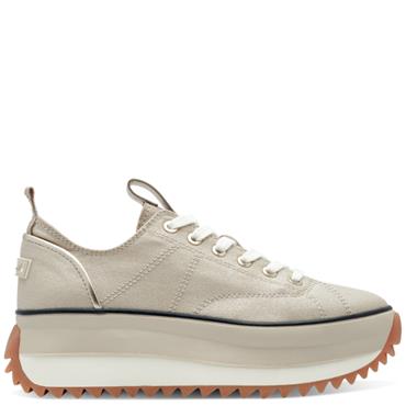 TAMARIS WOMENS WEDGE LACE TRAINER - LIGHT GOLD