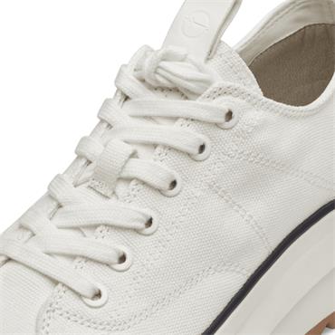 TAMARIS WOMENS WEDGE LACE TRAINER - WHITE