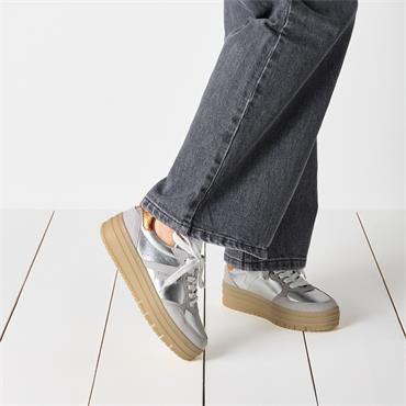 TAMARIS WOMENS LACE TRAINER - SILVER MULTI