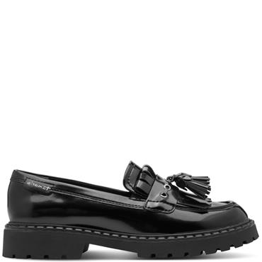 TAMARIS WOMENS SLIP ON LOAFER - BLACK