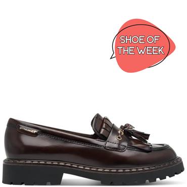 TAMARIS WOMENS PLATFORM SLIP ON LOAFER - MOCCA