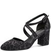 TAMARIS WOMENS MID HEEL STRAP SANDAL - GREY LEOPARD