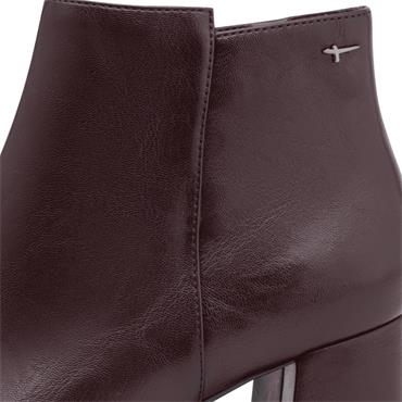 TAMARIS WOMENS COMFORT ZIP ANKLE BOOT - MERLOT