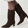 TAMARIS WOMENS LEATHER ZIP HIGH LEG BOOT - MOCCA