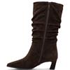 TAMARIS WOMENS LEATHER ZIP HIGH LEG BOOT - MOCCA