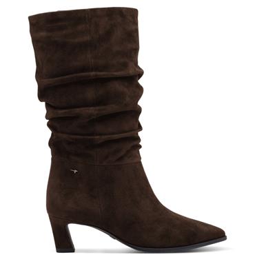 TAMARIS WOMENS LEATHER ZIP HIGH LEG BOOT - MOCCA