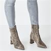 TAMARIS WOMENS MID HEEL ZIP ANKLE BOOT - BEIGE SNAKE
