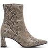 TAMARIS WOMENS MID HEEL ZIP ANKLE BOOT - BEIGE SNAKE