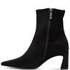TAMARIS WOMENS MID HEEL ZIP ANKLE BOOT - BLACK SUEDE