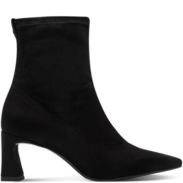 TAMARIS WOMENS MID HEEL ZIP ANKLE BOOT - BLACK SUEDE