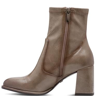 TAMARIS WOMENS ZIP ANKLE BOOT - TAUPE PATENT