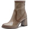 TAMARIS WOMENS ZIP ANKLE BOOT - TAUPE PATENT