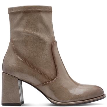 TAMARIS WOMENS ZIP ANKLE BOOT - TAUPE PATENT