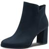 TAMARIS WOMENS ZIP ANKLE BOOT - NAVY SUEDE
