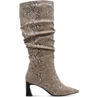 TAMARIS WOMENS ANIMAL PRINT HIGHLEG BOOT - BEIGE ANIMAL PRINT