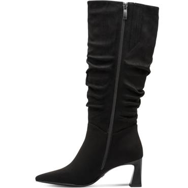 TAMARIS WOMENS ANIMAL PRINT HIGHLEG BOOT - BLACK SUEDE