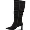 TAMARIS WOMENS ANIMAL PRINT HIGHLEG BOOT - BLACK SUEDE
