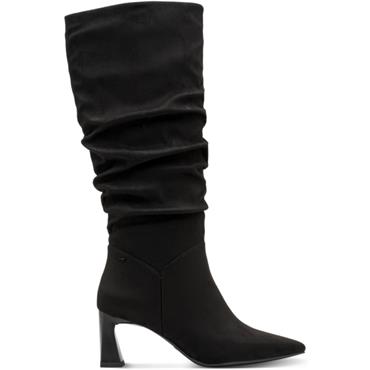 TAMARIS WOMENS ANIMAL PRINT HIGHLEG BOOT - BLACK SUEDE