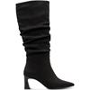 TAMARIS WOMENS ANIMAL PRINT HIGHLEG BOOT - BLACK SUEDE