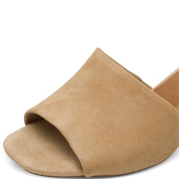 TAMARIS WOMENS LOW HEEL SLIP ON MULE - TAN