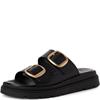 TAMARIS WOMENS BUCKLE STRAP SANDAL - BLACK LEATHER