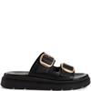 TAMARIS WOMENS BUCKLE STRAP SANDAL - BLACK LEATHER