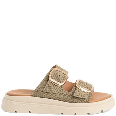 TAMARIS WOMENS BUCKLE STRAP SANDAL - OLIVE