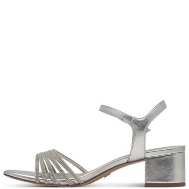 TAMARIS WOMENS LOW HEEL STRAP SANDAL - PLATINUM