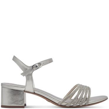 TAMARIS WOMENS LOW HEEL STRAP SANDAL - PLATINUM