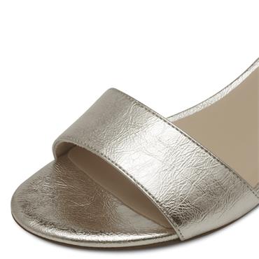 TAMARIS WOMENS MID HEEL STRAP SANDAL - PLATINUM