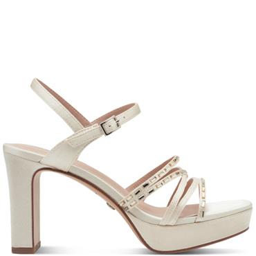 TAMARIS WOMENS HIGH HEEL STRAP SANDAL - PEARL