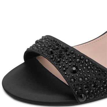 TAMARIS WOMENS MID HEEL STRAP SANDAL - BLACK