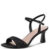 TAMARIS WOMENS MID HEEL STRAP SANDAL - BLACK