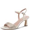 TAMARIS WOMENS MID HEEL STRAP SANDAL - PEARL