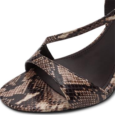 TAMARIS WOMENS HIGH HEEL STRAP SANDAL - BROWN ANIMAL PRINT
